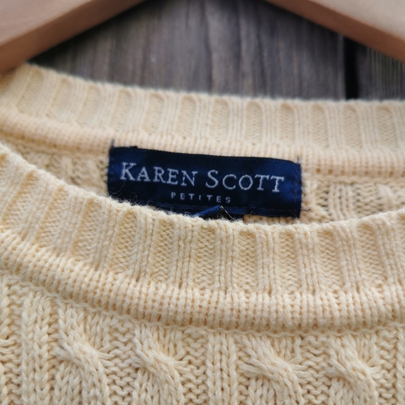 Vintage Karen Scott Cotton Pale Yellow Pullover - Picture 2 of 3